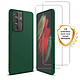 Evetane Coque Samsung Galaxy S21 Ultra 5G Silicone liquide Vert Foret + 2 Vitres en Verre trempé Protection écran Antichocs Coque Samsung Galaxy S21 Ultra 5G Silicone liquide Vert Foret + 2 Vitres en Verre trempé Protection écran Antichocs