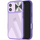 Avizar Coque pour iPhone 16 Bi-matière Cache Caméra Coulissant Compatible QI Violet Combine un dos rigide en polycarbonate et un contour en silicone gel