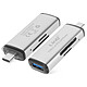 LinQ Lecteur de carte Mémoire SD / Micro-SD 2 en 1 Fonction OTG 5Gbps  Gris Un lecteur de cartes multifonction modèle TPC516 de LinQ, USB-C Mâle vers TF / Micro-SD / USB OTG Femelle.