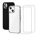 Acheter Evetane Lot de 2 Coques iPhone 13 transparente Motif et Noire Antichoc Silicone + 2 Vitres en verre trempé Protection écran