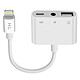 Avizar Adaptateur iPhone / iPad Lightning vers USB et Jack 3.5mm et Lightning Blanc Un adaptateur Lightning vers USB + jack 3.5mm + Lightning femelle (charge)