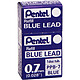 PENTEL Etui de 12 mines HI-POLYMER, 0,7 mm, Mines Bleues x 12 Porte-mines