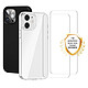 Evetane Lot de 2 Coques iPhone 12/12 Pro transparente Motif et Noire Antichoc Silicone + 2 Vitres en verre trempé Protection écran Lot de 2 Coques iPhone 12/12 Pro Transparente et Noire Antichoc Silicone + 2 Vitres en verre trempé Protection écran