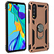 Avizar Coque Huawei P30 Bi matières Bague Support Vidéo rose gold - Coque de protection spécialement conçue pour le Huawei P30, Rose Gold