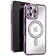 Avizar Coque Diamant pour iiPhone 16 Pro Max MagSafe Contour Strass Violet Dos transparent laissant parfaitement visible la couleur d'origine de votre iPhone pour un look unique