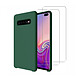 Acheter Evetane Coque Samsung Galaxy S10 Silicone liquide Vert Foret + 2 Vitres en Verre trempé Protection écran Antichocs