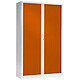 VINCO Armoire Monobloc FUN H198xL120xP43 cm 4 Tablettes Blanc Rideaux Orange Armoire de bureau à rideau