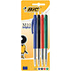 BIC Blister de 4 stylos M10 Original Bleu Noir Rouge Vert Stylo à bille