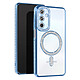 Avizar Coque Diamant pour Samsung Galaxy A25 MagSafe Contour Strass Bleu Clair Dos transparent laissant parfaitement visible la couleur d'origine de votre iPhone pour un look unique