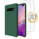 Evetane Coque Samsung Galaxy S10 Silicone liquide Vert Foret + 2 Vitres en Verre trempé Protection écran Antichocs Coque Samsung Galaxy S10 Silicone liquide Vert Foret + 2 Vitres en Verre trempé Protection écran Antichocs