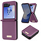 Avizar Coque pour Samsung Galaxy Z Flip 6 Dos Cuir Vegan Intérieur Rigide Violet Foncé - Dos en cuir végan raffiné, offrant une touche d'élégance