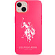 U.S Polo Coque pour iPhone 13 Big Horse Antichoc Bords Surélevés Rose Bordures légèrement surélevées pour protéger l'écran et la caméra