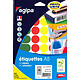 AGIPA Etui A5 ( 7F ) de 280 Pastilles Gommettes Rondes 24 mm Assorties Pastille ou gommette