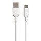 Muvit Câble USB-C vers USB 2.0 Charge Rapide 3A et Synchronisation 1,2m Blanc Permet de recharger votre appareil et/ou de synchroniser ses données avec votre ordinateur ou tablette