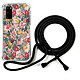 LaCoqueFrançaise Coque cordon Samsung Galaxy S20 Dessin Fleurs Beige et Rose Coque cordon Samsung Galaxy S20 Dessin Fleurs Beige et Rose