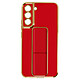 Avizar Coque pour Samsung Galaxy S22 Plus Silicone flashy Béquille pliable Système magnétique rouge Coque Anneau Rouge en Silicone, Galaxy S22 Plus