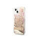 Guess Coque pour Apple iPhone 14 Plus Flowers à paillettes flottantes Dorée Coque conçue sur mesure pour Apple iPhone 14 Plus