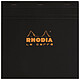 RHODIA Bloc BLACK « Le Carré » 21x21cm 80F agrafées 80g Q.5x5 Bloc-note