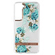 Avizar Coque Samsung Galaxy S22 Dos Rigide Contour Souple Design Fleurs Turquoises - Coque spécialement conçu pour le Samsung Galaxy S22