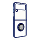 Avizar Coque pour Samsung Galaxy Z Flip 3 Bi-matière Bague Métallique Support Vidéo Bleu Coque Anneau Bleu en Polycarbonate, Galaxy Z Flip 3