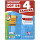 CLAIREFONTAINE Lot de 4 Cahiers piqûés 24 x 32 cm 96 pages Séyès 90g Velouté Assortis Cahier