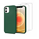 Acheter Evetane Coque iPhone 12 Mini Silicone liquide Vert Foret + 2 Vitres en Verre trempé Protection écran Antichocs