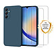 Evetane Coque Samsung Galaxy A34 Silicone liquide Bleue Marine + 2 Vitres en Verre trempé Protection écran Antichocs Coque Samsung Galaxy A34 Silicone liquide Bleue Marine + 2 Vitres en Verre trempé Protection écran Antichocs