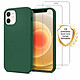 Evetane Coque iPhone 12 Mini Silicone liquide Vert Foret + 2 Vitres en Verre trempé Protection écran Antichocs Coque iPhone 12 Mini Silicone liquide Vert Foret + 2 Vitres en Verre trempé Protection écran Antichocs