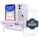 Evetane Coque iPhone 11 antichocs transparente Motif + 2 Vitres avec support béquille Coque iPhone 11 antichocs Transparente + 2 Vitres avec support béquille