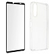 Avizar Coque pour Sony Xperia 10 IV Silicone Souple et Film Verre Trempé 9H  transparent contour noir Pack de protection intégrale 360° spécialement conçu pour Sony Xperia 10 IV