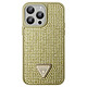 Guess Coque Strass pour iPhone 15 Pro Bords Sureleves Traingle Diamond Dorée Coque Guess Triangle Diamond Or à strass étincelant pour habiller votre iPhone 15 Pro de manière chic et glamour