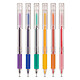 DELI Boîte 6 Stylos gel avec bouchon soft grip pointe aiguille 0.5mm 6 couleurs Stylo roller