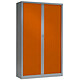 VINCO Armoire Monobloc FUN H198xL120xP43 cm 4 Tablettes Alu Rideaux Orange Armoire de bureau à rideau