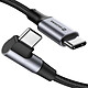 Swissten Câble USB C 100W pour Ordinateur Portable Design Coudé Nylon Tressé Noir Câble USB C vers USB C Swissten d'une puissance de 100W parfait pour charger les ordinateurs portables et autres appareils gourmands en énergie