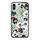 LaCoqueFrançaise Coque iPhone X/Xs effet cuir grainé noir Fleurs vert d'eau Design Coque iPhone X/Xs effet cuir grainé noir Fleurs vert d'eau Design