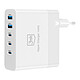 3mk Chargeur Secteur GaN 140W 3x USB C Power Delivery 2x USB Quick Charge Blanc - Tête de charge blanc, série Hyper Charger de chez 3mk assurant une recharge de 5 appareils simultanément