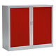 VINCO Armoire Monobloc FUN H100xL120xP43 cm 2 Tablettes Alu Rideaux Rouge Armoire de bureau à rideau