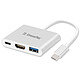 XtremeMac - Hub USB-C 3 ports transferts ultra rapides - USB 3.0, HDMI 4k et Type-C