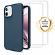 Evetane Coque iPhone 11 Silicone liquide Bleu Marine + 2 Vitres en Verre trempé Protection écran Antichocs Coque iPhone 11 Silicone liquide Bleu Marine + 2 Vitres en Verre trempé Protection écran Antichocs