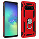 Avizar Coque Galaxy S10 Plus Bi matière Rigide et Souple Bague Support Vidéo rouge Coque de protection spécialement conçue pour le Samsung Galaxy S10 Plus, Rouge