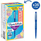 PAPER MATE Boite de 36 stylos feutre Flair Original, bleu Feutre à pointe fine