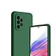 Evetane Coque Samsung Galaxy A53 Silicone liquide Vert Foret + 2 Vitres en Verre trempe Protection ecran Antichocs pas cher