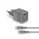 Force Power Chargeur Secteur 20W Power Delivery + Câble Ultra-renforcé USB C/USB C Gris Grâce à sa fonctionnalité Power Delivery, ce chargeur détecte automatiquement le courant de charge rapide nécessaire.