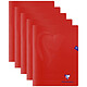 CLAIREFONTAINE Cahier Piqué Mimesys 24x32cm 48 pages Petits Carreaux Couverture PP Rouge x 5 Cahier