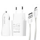 Avizar Pack 3 en 1 Chargeur secteur 2.1A Chargeur Voiture 2.1A et Câble Micro-USB Blanc - Pack de charge 3 en 1 indispensable blanc