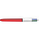 BIC Stylo à bille rétractable 4Colours Shine rouge métal bleu noir rouge vert x 12 Stylo à bille