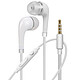 Écouteurs Filaires Jack 3.5mm Son Clair Micro et Télécommande Câble Plat Blanc - Ecouteurs intra-auriculaire avec kit pieton – Blanc.