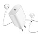 Avizar Pack Chargeur Secteur USB-C 20W et Écouteurs Filaires USB-C  Blanc - Votre pack comprend un chargeur USB-C 20W pour une charge efficace et instantanée