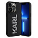 Karl Lagerfeld Coque pour iPhone 15 Pro Bi-matière Dos Effet Cuir Noir Fabriquée sous licence officielle Karl Lagerfeld, gage de qualité, d'authenticité et de savoir-faire