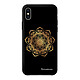 LaCoqueFrançaise Coque iPhone X/Xs effet cuir grainé noir Mandala Or Design Coque iPhone X/Xs effet cuir grainé noir Mandala Or Design